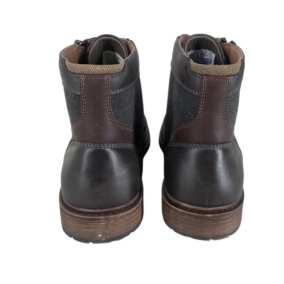 Sonoma Leather Combat Boots Mens 9.5 M Lace Up Side Zip Cap Toe Gray Brown - Picture 5 of 10